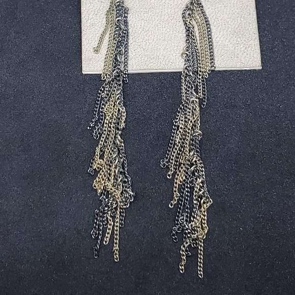 2 Tone Metal Tassel Earrings Kenneth Cole New York - Picture 2 of 3